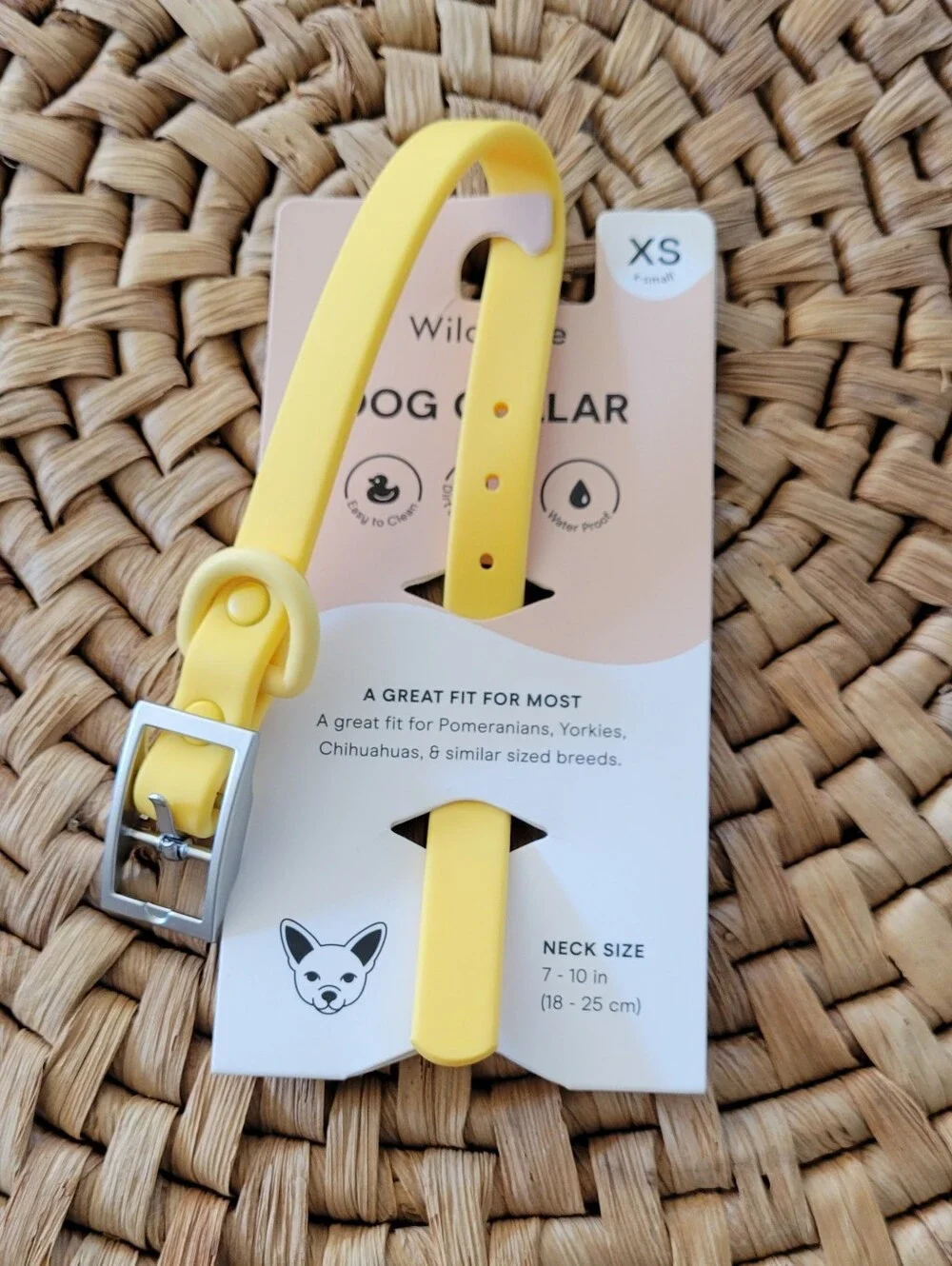 XS Yellow Dog Collar – Waterproof Small-Breed Collar